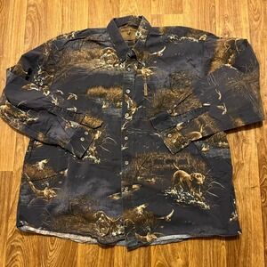 North River Shirt Men 2XL Button Down Long Sleeve Dog Duck Hunting Outdoors